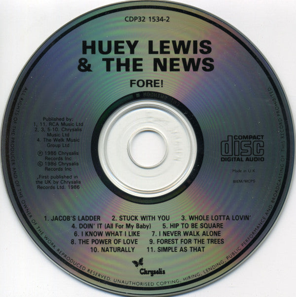 Huey Lewis & The News : Fore! (CD, Album, EMI)