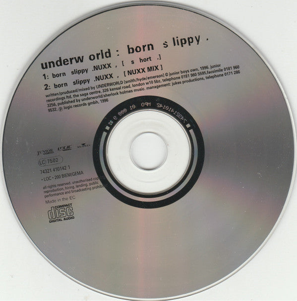 Underworld : Born Slippy (CD, Single, Car)