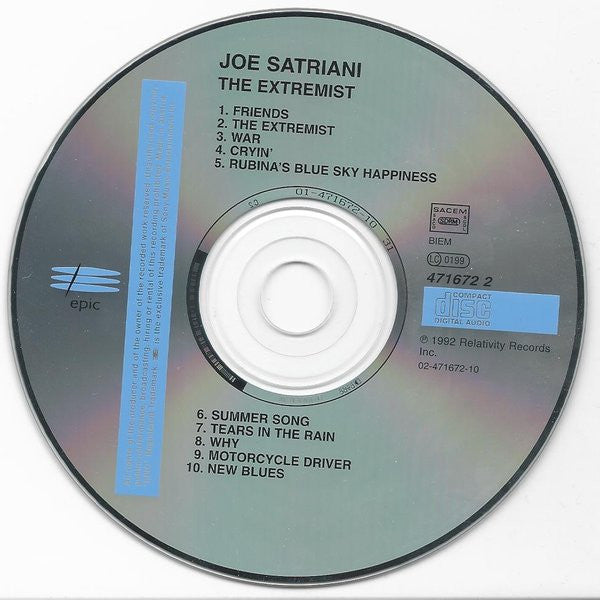Joe Satriani : The Extremist (CD, Album, RP)