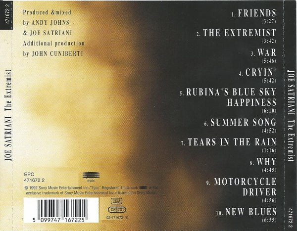 Joe Satriani : The Extremist (CD, Album, RP)