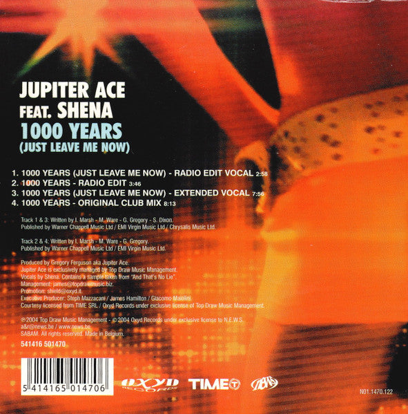 Jupiter Ace Feat. Shena : 1000 Years (Just Leave Me Now) (CD, Maxi)