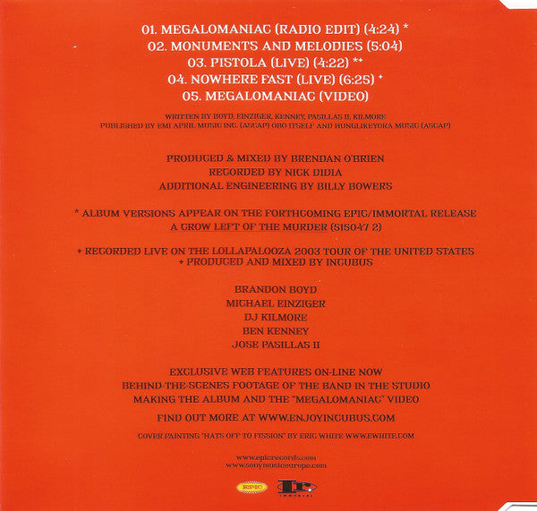 Incubus (2) : Megalomaniac (CD, Maxi, Enh)