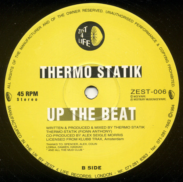 Thermostatik : Better With Gee / Up The Beat (12")