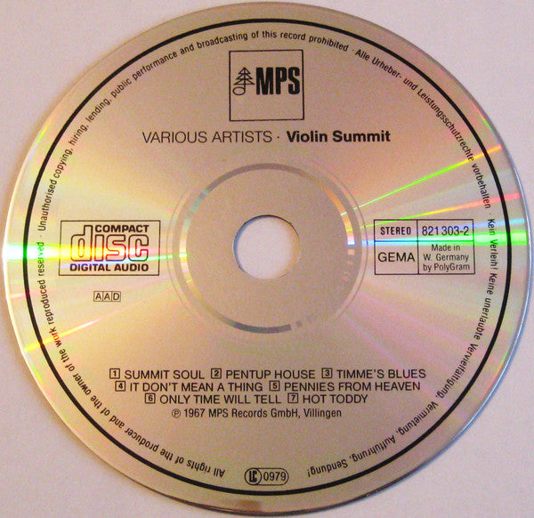 Stuff Smith, Stéphane Grappelli, Svend Asmussen, Jean-Luc Ponty : Violin Summit (CD, Album, RE)