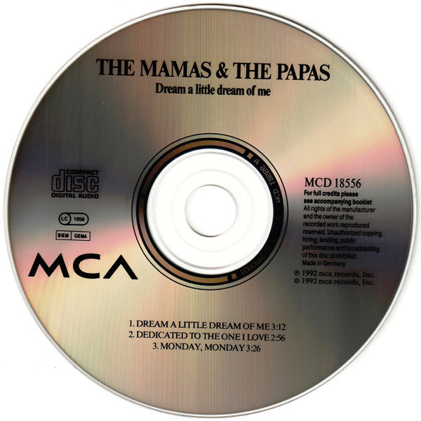The Mamas & The Papas : Dream A Little Dream Of Me (CD, Single)