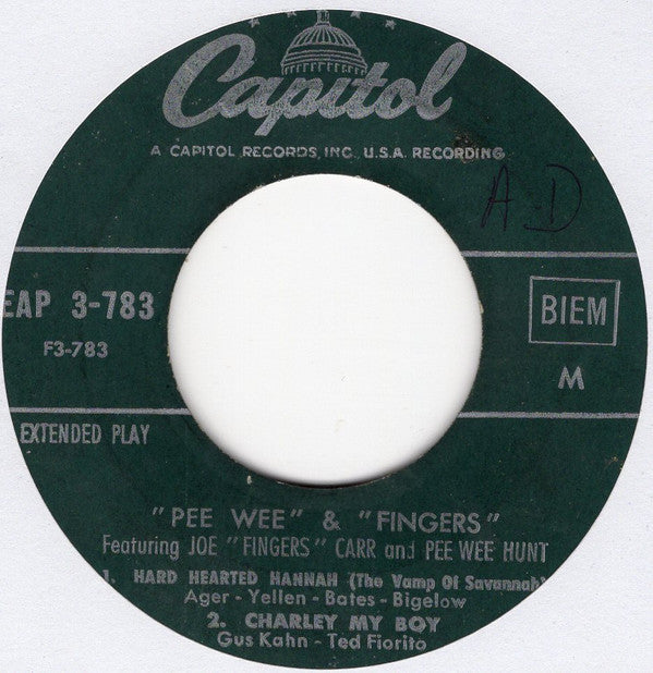 Pee Wee Hunt & Joe "Fingers" Carr : "Pee Wee" & "Fingers" (7", EP)