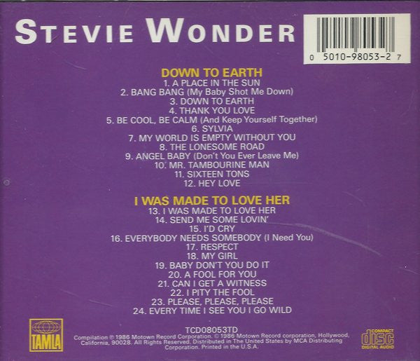 Stevie Wonder : I Was Made To Love Her / Down To Earth (CD, Comp, RM)