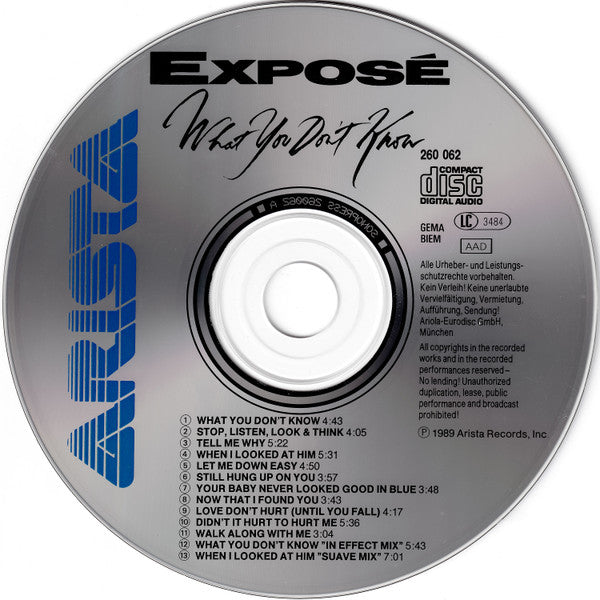 Exposé : What You Don't Know (CD, Album)