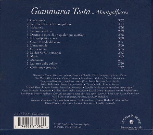 Gianmaria Testa : Montgolfières (CD, Album, RE, RM, Dig)