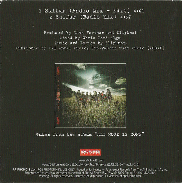 Slipknot : Sulfur (CD, Single, Promo)