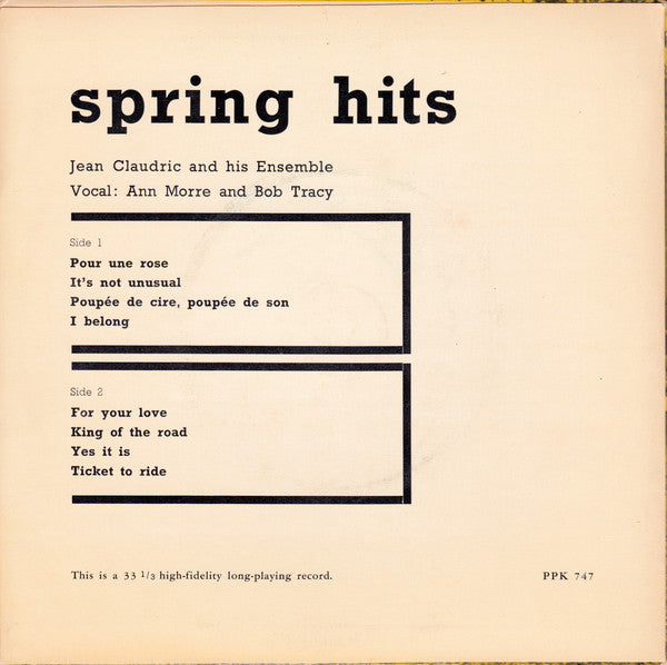 Anne Morré And Bob Tracy With Jean Claudric Et Son Ensemble : Spring Hits (7", EP)