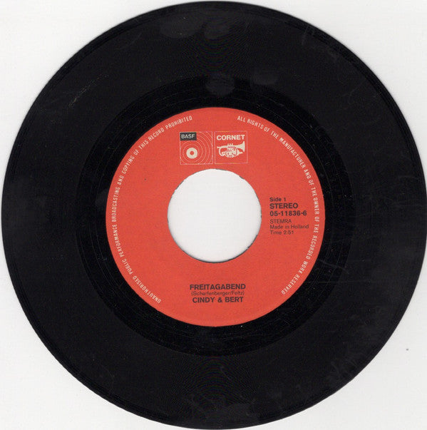 Cindy & Bert : Freitagabend / Hallo, Herr Nachbar (7", Single)