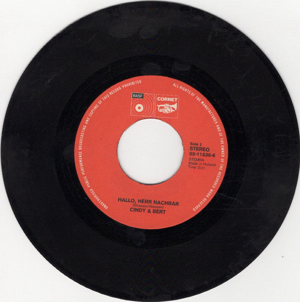 Cindy & Bert : Freitagabend / Hallo, Herr Nachbar (7", Single)