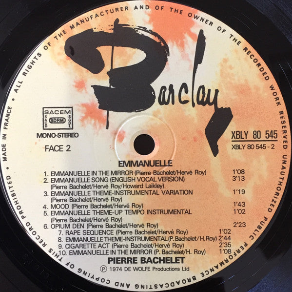 Pierre Bachelet : Emmanuelle - Bande Originale Du Film De Just Jaeckin (LP, Album)