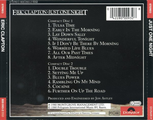 Eric Clapton : Just One Night (2xCD, Album, RE, Fat)