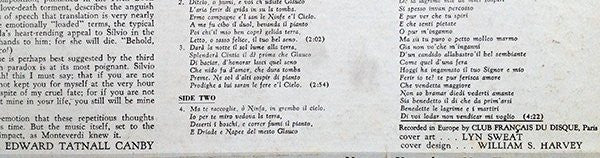 Claudio Monteverdi -  Il Nuovo Madrigaletto Italiano Under The Direction Of Emilio Giani : Madrigals (LP)