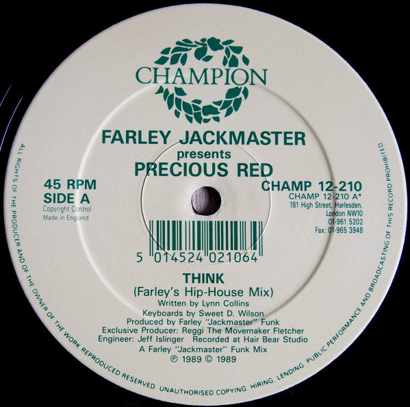 Farley "Jackmaster" Funk Presents Precious Red : Think! (12")