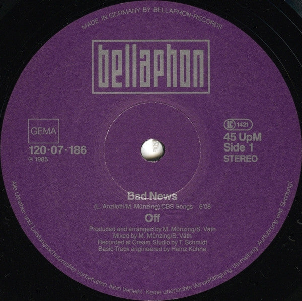 Off : Bad News (12", Maxi)