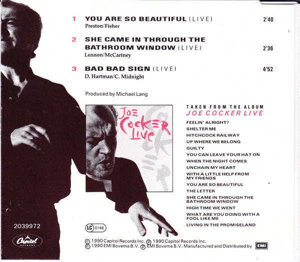 Joe Cocker : You Are So Beautiful (Live) (CD, Single)