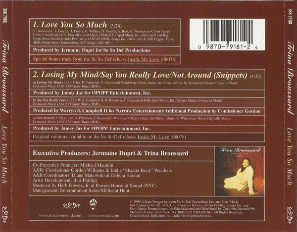 Trina Broussard : Love You So Much (CD, Single)