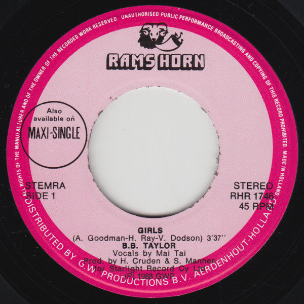 B.B. Taylor : Girls / Tell Me What Do You Feel (7", Single)
