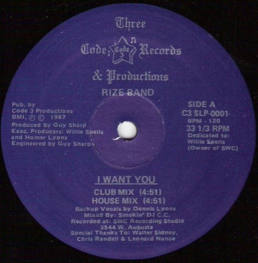 Rize Band : I Want You (12")