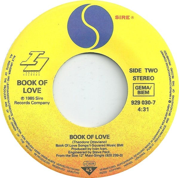 Book Of Love : Boy (7", Single)
