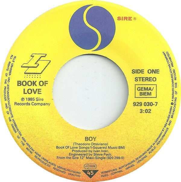 Book Of Love : Boy (7", Single)