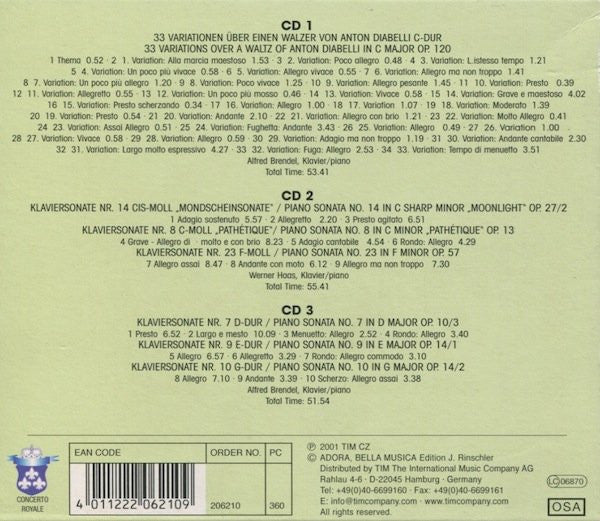 Ludwig van Beethoven, Alfred Brendel, Werner Haas : Diabelli-Variationen • Klaviersonaten (3xCD, Comp)