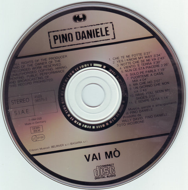 Pino Daniele : Vai Mò (CD, Album, RE, RM)