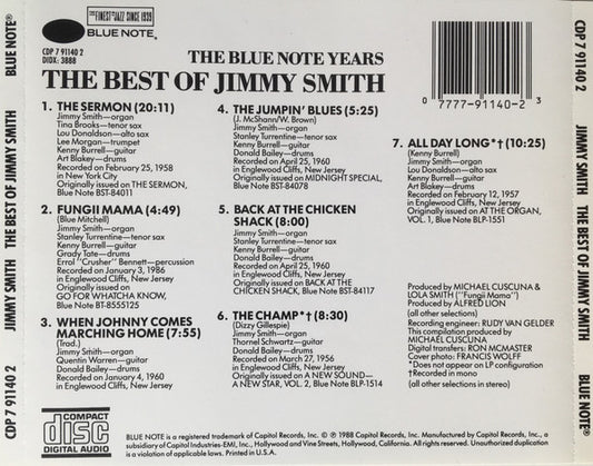 Jimmy Smith : The Best Of Jimmy Smith (CD, Comp, Mono)