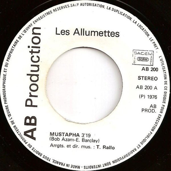 Les Allumettes (2) : Mustapha / Le Harem (7", Single, Whi)