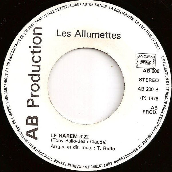 Les Allumettes (2) : Mustapha / Le Harem (7", Single, Whi)