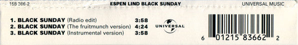 Espen Lind : Black Sunday (CD, Single)