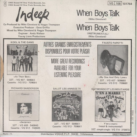 Indeep : When Boys Talk (7", Single)