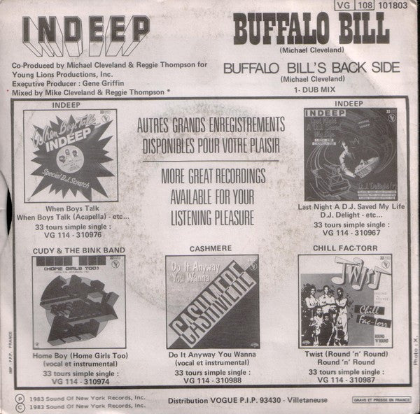 Indeep : Buffalo Bill (7")