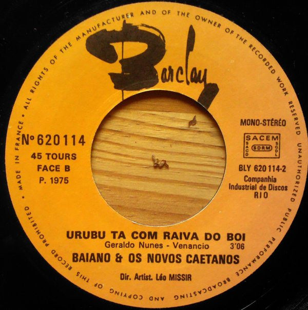 Baiano & Os Novos Caetanos : Vo Bate Pa Tu (7", Single)