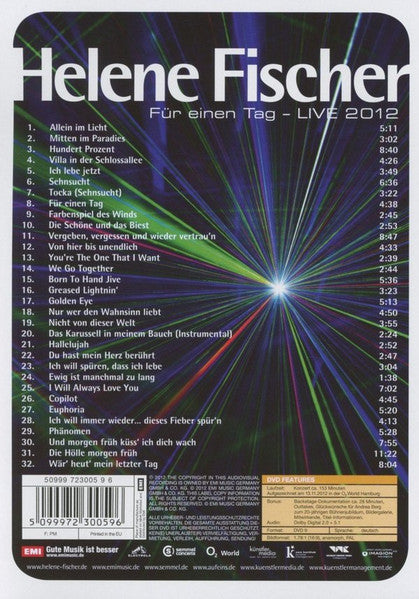 Helene Fischer : Für Einen Tag - Live 2012 (DVD-V, PAL)