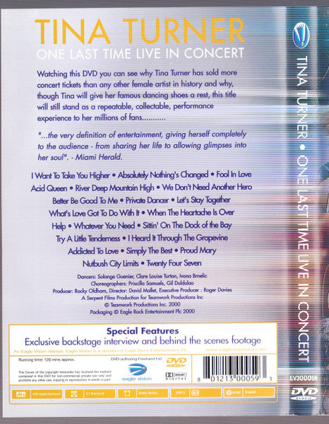 Tina Turner : One Last Time Live In Concert (DVD-V, Multichannel, NTSC)