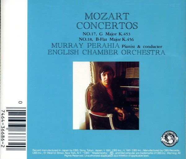 Wolfgang Amadeus Mozart - Murray Perahia, English Chamber Orchestra : Concerti: No. 17, K. 453 (G Major = G-Dur = Sol Majeur) / No. 18, K. 456 (B-Flat Major = B-Dur = Si Bémol Majeur) (CD, RE)