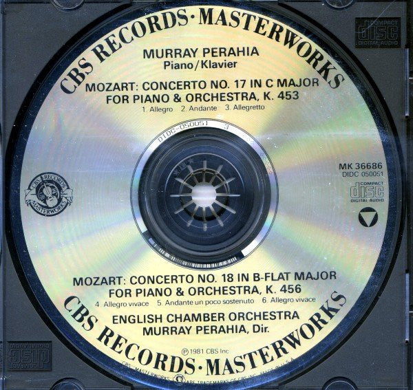 Wolfgang Amadeus Mozart - Murray Perahia, English Chamber Orchestra : Concerti: No. 17, K. 453 (G Major = G-Dur = Sol Majeur) / No. 18, K. 456 (B-Flat Major = B-Dur = Si Bémol Majeur) (CD, RE)