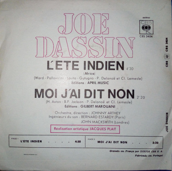 Joe Dassin : L'Été Indien (Africa) (7", Single)