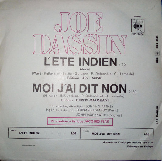 Joe Dassin : L'Été Indien (Africa) (7", Single)