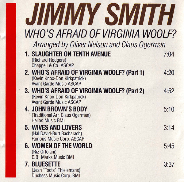 Jimmy Smith : Who's Afraid Of Virginia Woolf? (CD, Album, RE, RM)