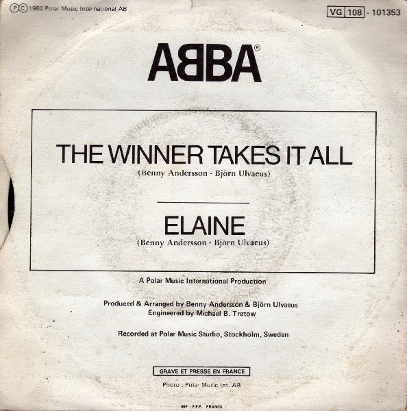 ABBA : The Winner Takes It All / Elaine (7", Single)
