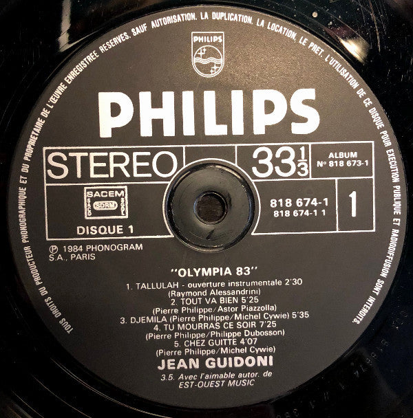 Jean Guidoni : A L'Olympia (2xLP, Album)