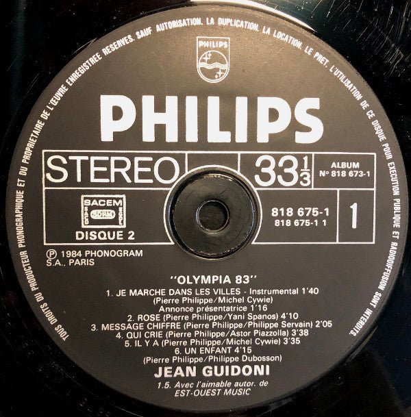 Jean Guidoni : A L'Olympia (2xLP, Album)