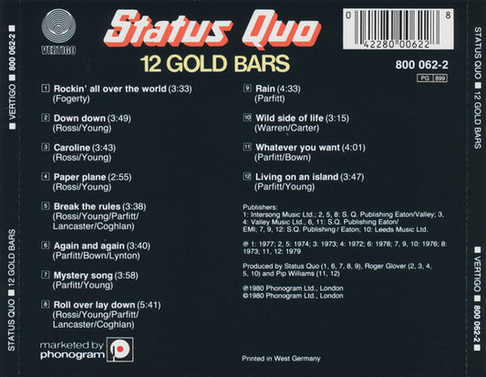 Status Quo : 12 Gold Bars (CD, Comp, RE)