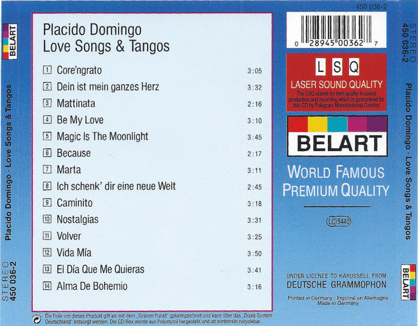 Placido Domingo : Love Songs & Tangos (CD, Comp)