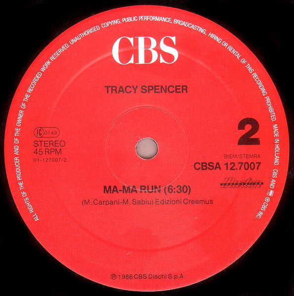 Tracy Spencer : Run To Me (12", Maxi)